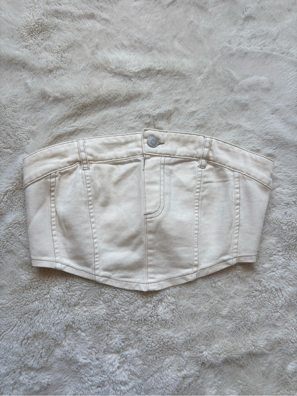 Garage Denim Crop Top – Size Small | Clean‑Girl Streetwear | Y2K Minimalist - Picture 2 of 4